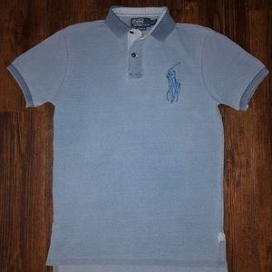 Ralph Lauren Indigo Chambray Big Pony Polo Shirt Custom Fit Medium NWOT